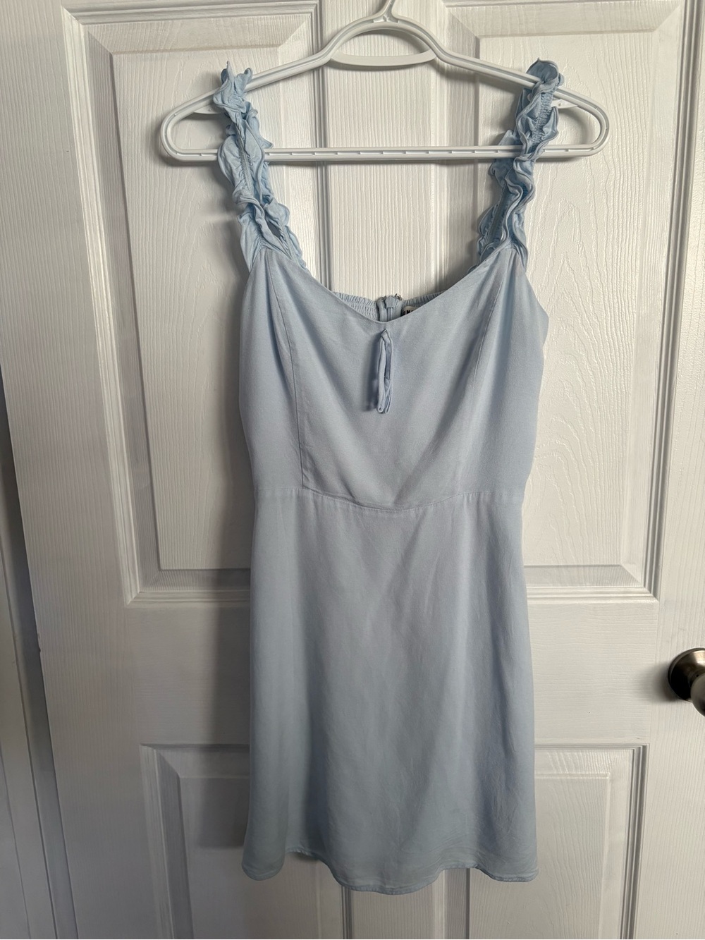 Aritzia Sunday Best Light Blue Ruffle Strap Mini Dress